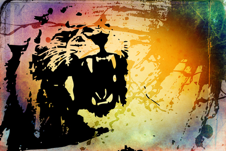 Tiger art illustration colorの写真素材