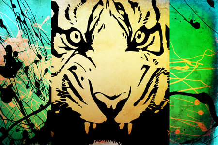 Tiger art illustration colorの写真素材