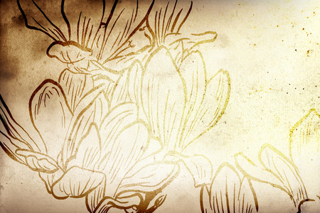 Vintage background with art illustration flowerの写真素材