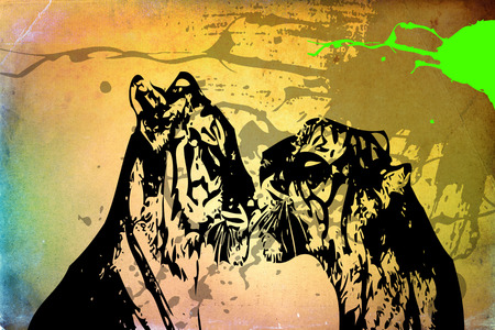 Tiger art illustration colorの写真素材