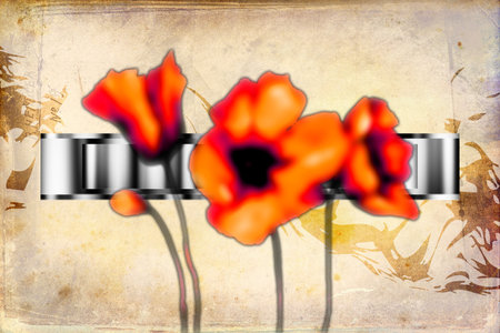 Vintage background with art illustration flowerの写真素材