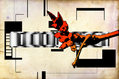 Vintage background with art illustration flowerの写真素材