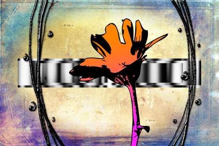 Vintage background with art illustration flowerの写真素材
