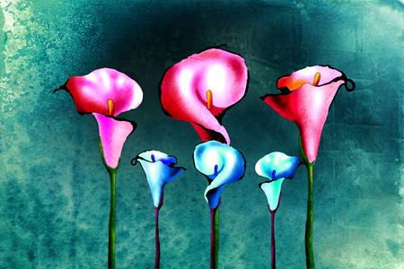 Vintage background with art illustration flowerの写真素材