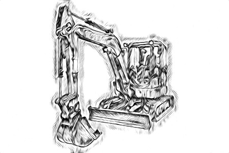 Excavator illustration color isolated art workの写真素材