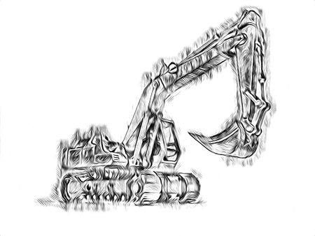 Excavator illustration color isolated art workの写真素材