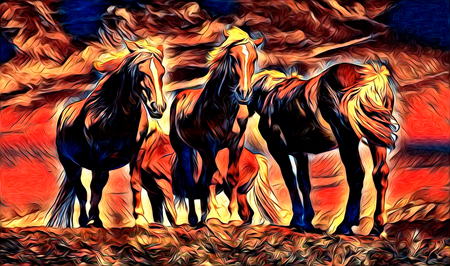 freehand horse art illustration paintの写真素材