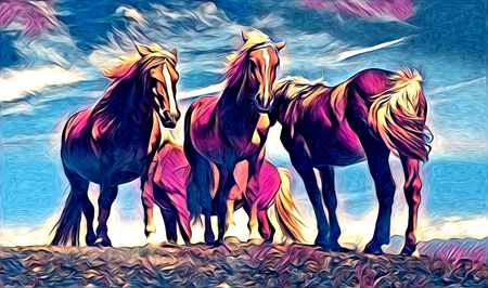 freehand horse art illustration paintの写真素材