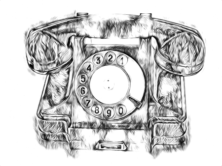 Antique telephone retro drawing artの写真素材