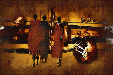 African ethnic retro vintage illustrationの写真素材