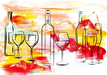 Wine art illustration design iconicの写真素材