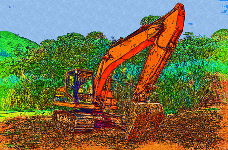 Excavator illustration color art designの写真素材