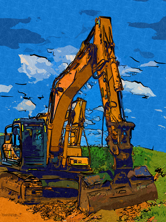 Excavator illustration color art designの写真素材