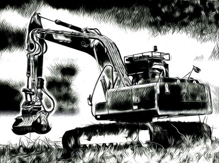 Excavator illustration color art designの写真素材