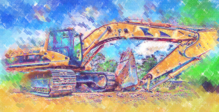 Excavator illustration color art designの写真素材