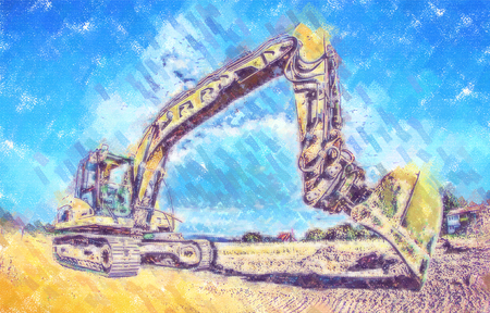 Excavator illustration color art designの写真素材