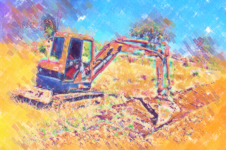 Excavator illustration color art designの写真素材