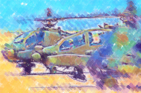 Military helicopter art design illustrationの写真素材