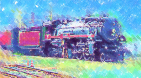 old steam locomotive engine retro vintage