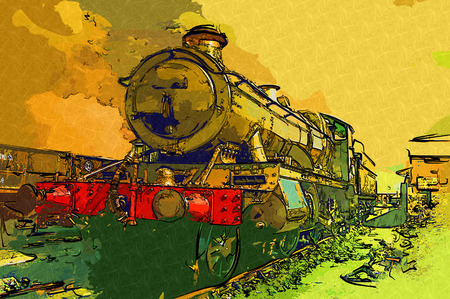 old steam locomotive engine retro vintageの写真素材