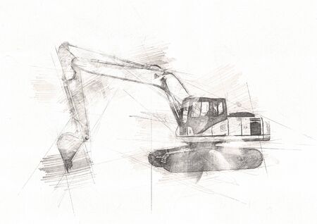 Excavator  isolated art workの写真素材
