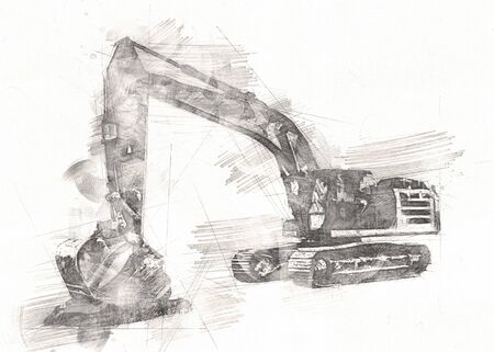 Excavator  isolated art workの写真素材