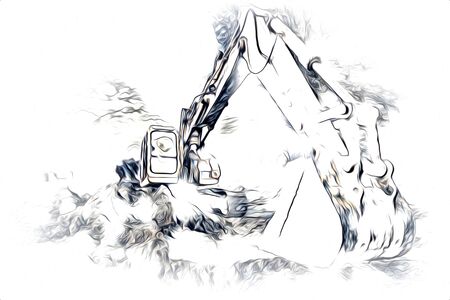 Excavator  isolated art workの写真素材