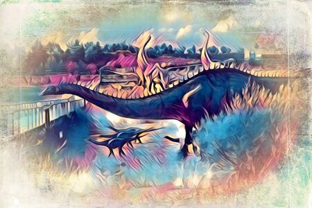 Dinosaur art illustration paintingの写真素材