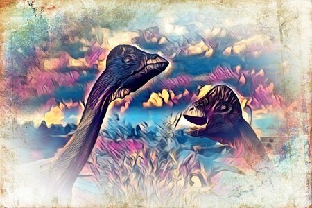 Dinosaur art illustration paintingの写真素材