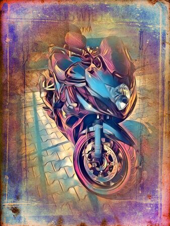 Motor cycle llustration color artの写真素材