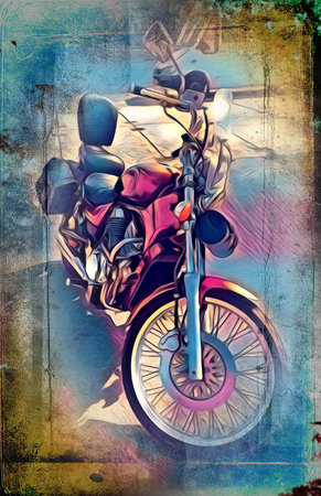 Motor cycle llustration color art