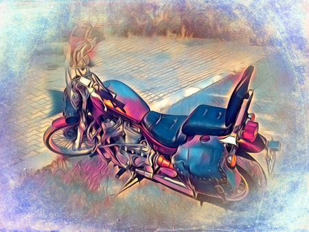 Motor cycle llustration color art