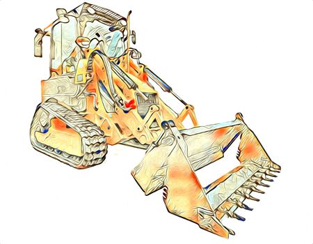 Excavator illustration color isolated art workの写真素材
