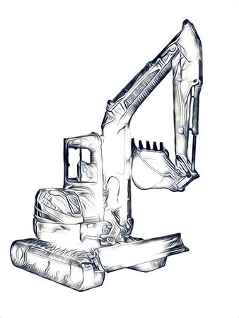 Excavator illustration color isolated art workの写真素材