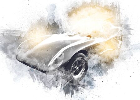 Vintage Retro Classic Old Car Illustrationの写真素材