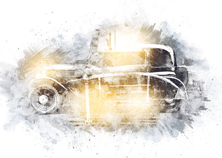 Vintage Retro Classic Old Car Illustration