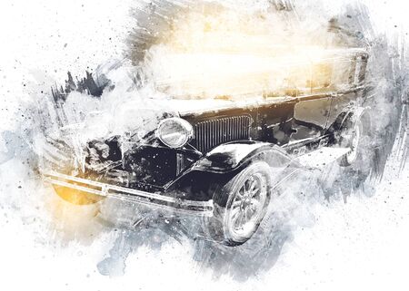 Vintage Retro Classic Old Car Illustrationの写真素材