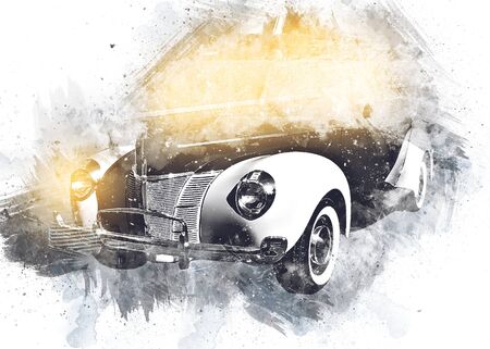Vintage Retro Classic Old Car Illustrationの写真素材
