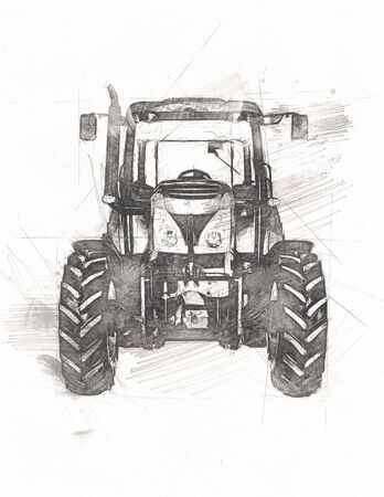 Agricultural tractor illustration color artの写真素材