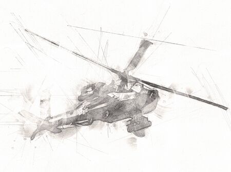 helicopter drawing illustration art vintageの写真素材