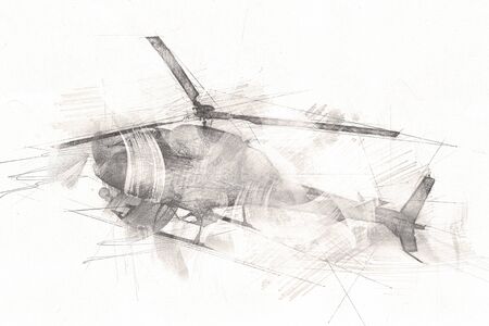 helicopter drawing illustration art vintageの写真素材