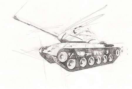 vintage the tank isolated drawing sketch art illustrationの写真素材