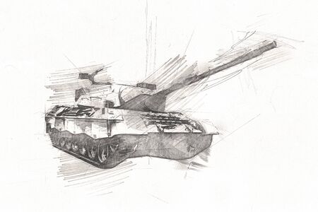 vintage the tank isolated drawing sketch art illustrationの写真素材