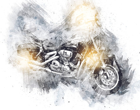 Motor cycle llustration color isolated art vintage retroの写真素材
