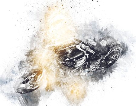 Motor cycle llustration color isolated art vintage retroの写真素材