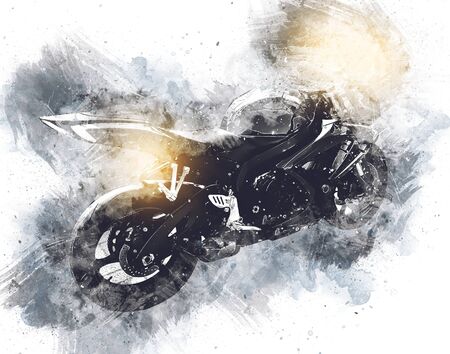 Motor cycle llustration color isolated art vintage retroの写真素材