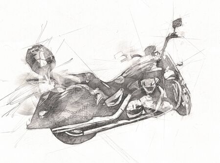 Motor cycle llustration color isolated art vintage retroの写真素材