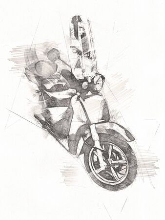 Motor cycle llustration color isolated art vintage retroの写真素材