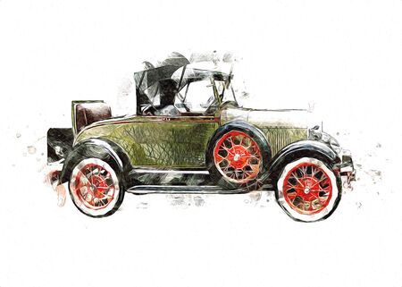Vintage Retro Classic Old Car Illustrationの写真素材