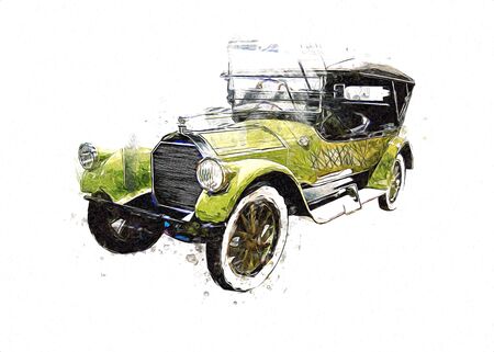 Vintage Retro Classic Old Car Illustrationの写真素材